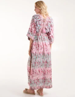 Embellished Kimono Dress -Moda Ulla Shop BV245837 PINK2