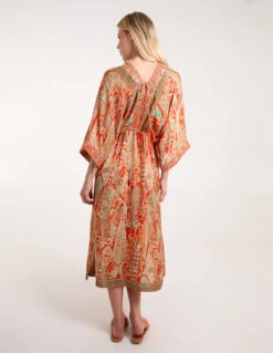 Embellished Kimono Midi Dress -Moda Ulla Shop BV245838 ORANGE 21626