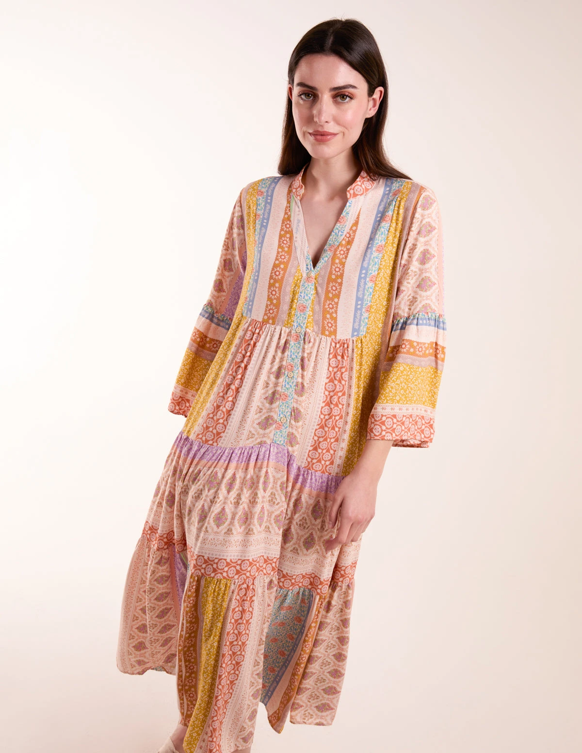 V Neck Smock Midi Dress 3 V Neck Smock Midi Dress