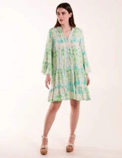 Pin Tuck Tiered Abstract Smock Dress 8 Pin Tuck Tiered Abstract Smock Dress -Moda Ulla Shop BV245852023 131659