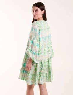 Pin Tuck Tiered Abstract Smock Dress 9 Pin Tuck Tiered Abstract Smock Dress -Moda Ulla Shop BV245852023 131660