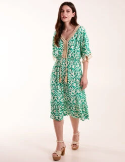 Embellished Tiered Mini Dress -Moda Ulla Shop BV245860 GREEN 3656 2