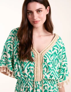 Embellished Tiered Mini Dress -Moda Ulla Shop BV245860 GREEN 3693