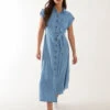 Midi Tencel Shirt Dress -Moda Ulla Shop BV245861 DENIM 19568