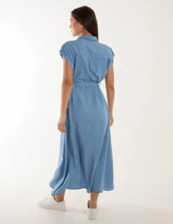 Midi Tencel Shirt Dress -Moda Ulla Shop BV245861 DENIM 19589