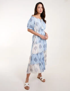 Printed Bardot Tassel Midi Dress -Moda Ulla Shop BV245864002 131675