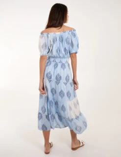 Printed Bardot Tassel Midi Dress -Moda Ulla Shop BV245864002 131676