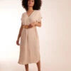 Belted V Neck Midi Dress -Moda Ulla Shop BV245868001 132456