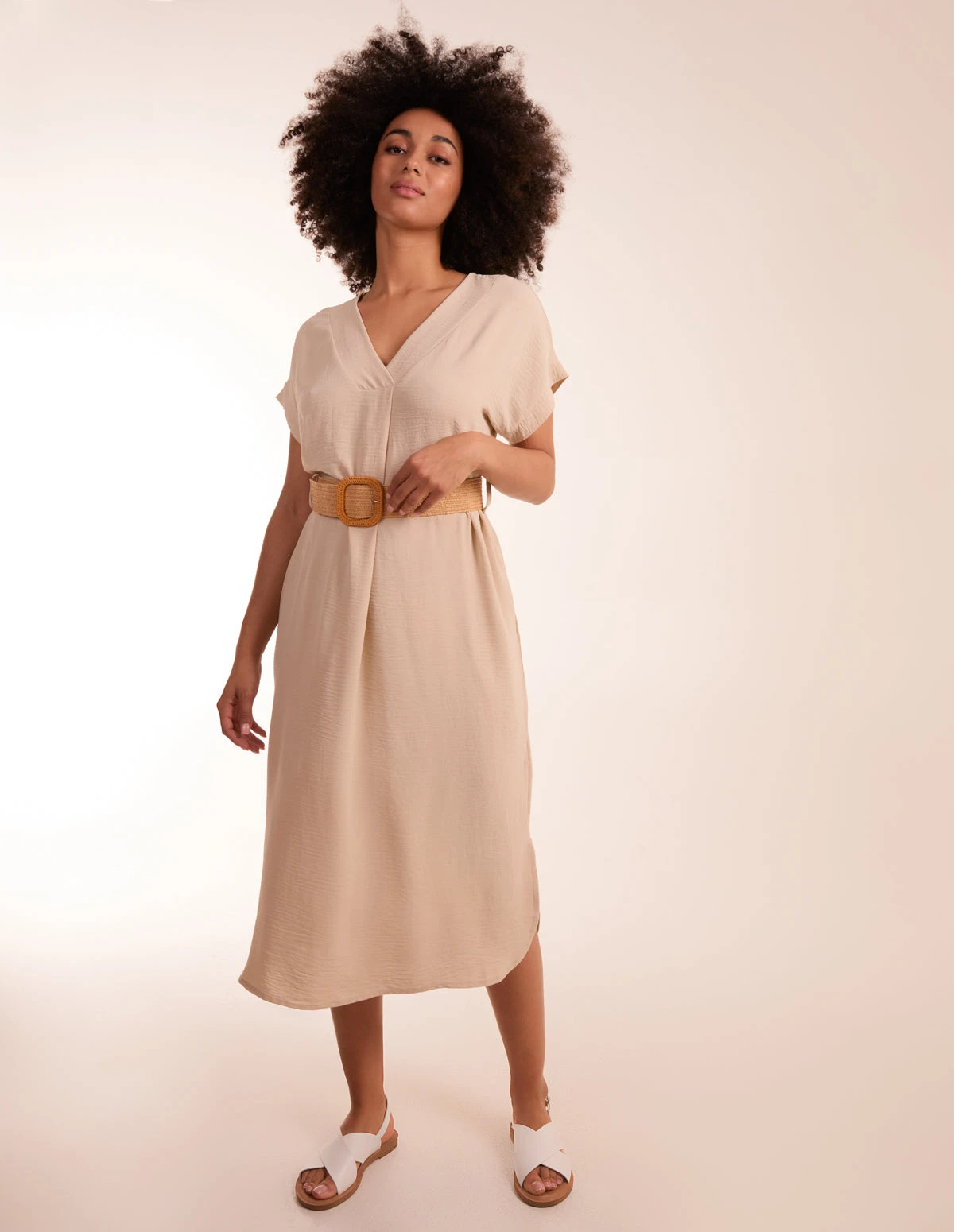 Belted V Neck Midi Dress 3 Belted V Neck Midi Dress