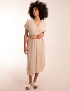 Belted V Neck Midi Dress 8 Belted V Neck Midi Dress -Moda Ulla Shop BV245868001 132458