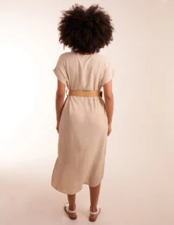 Belted V Neck Midi Dress 9 Belted V Neck Midi Dress -Moda Ulla Shop BV245868001 132459