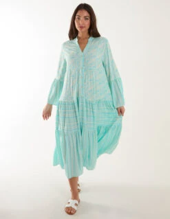 Tiered Maxi Long Sleeve Dress