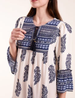 Mix Print Smock Dress With Tassel -Moda Ulla Shop BV245901002 131589