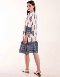 Mix Print Smock Dress With Tassel -Moda Ulla Shop BV245901002 131591