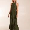 Crochet Halter Maxi Tiered Dress