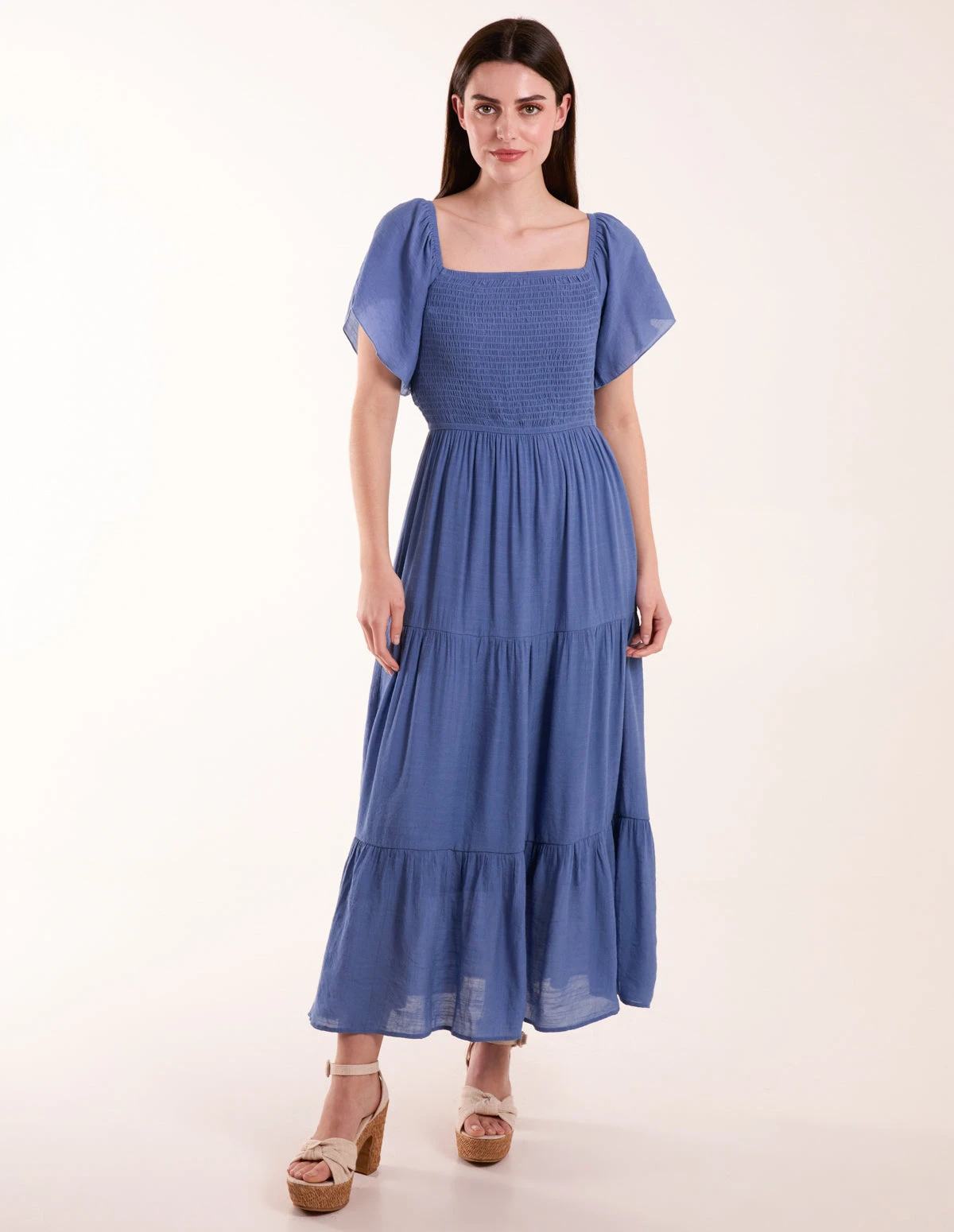 Milkmaid Square Neck Flutter Sleeve Dress 4 Milkmaid Square Neck Flutter Sleeve Dress - Image 2