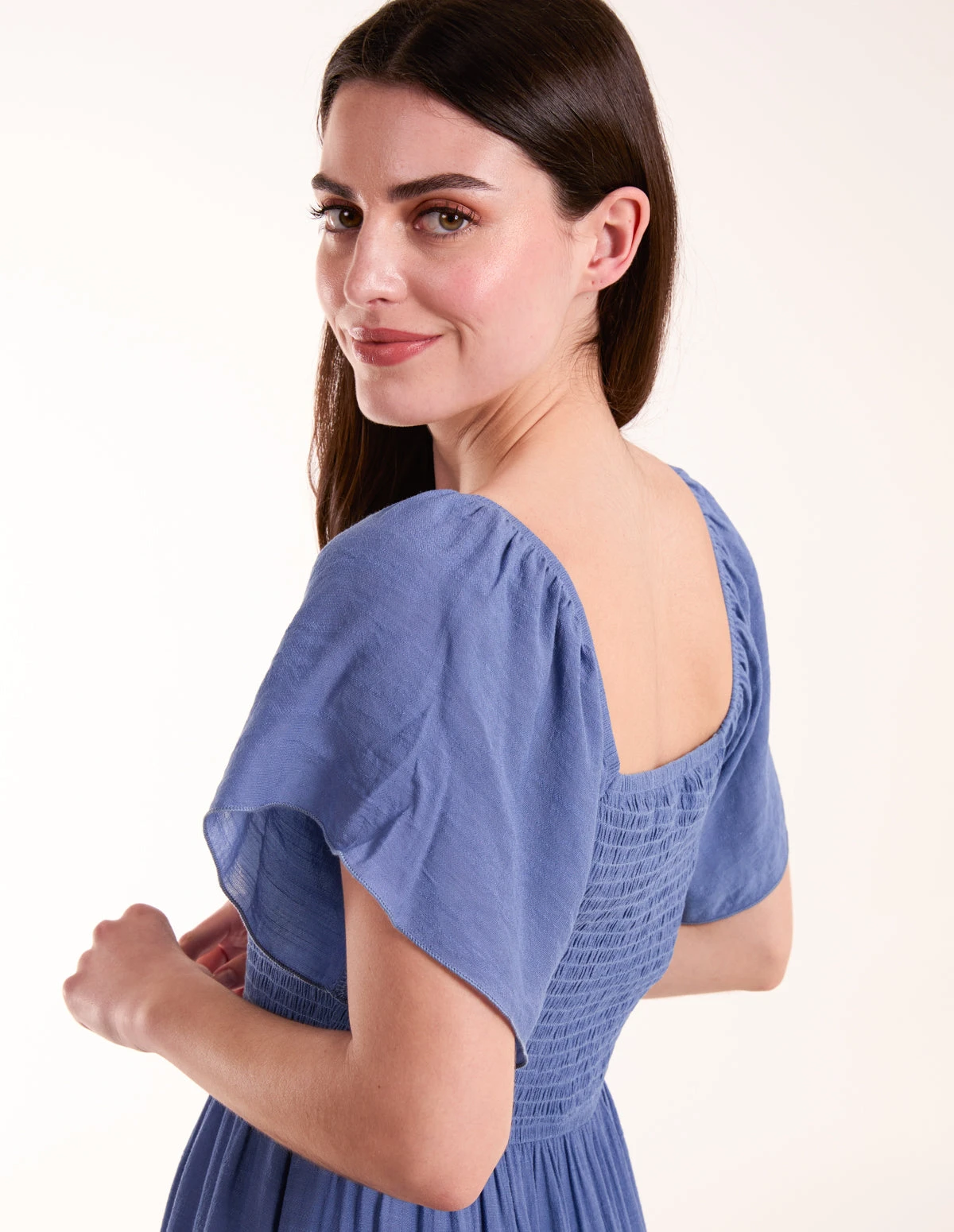 Milkmaid Square Neck Flutter Sleeve Dress 5 Milkmaid Square Neck Flutter Sleeve Dress - Image 3