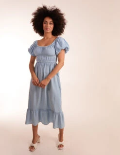 Milkmaid Puff Sleeve Midi Dress -Moda Ulla Shop BV245919262 128911