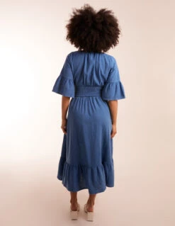 V Neck Shirred Midi Dress 9 V Neck Shirred Midi Dress -Moda Ulla Shop BV245921179 129118