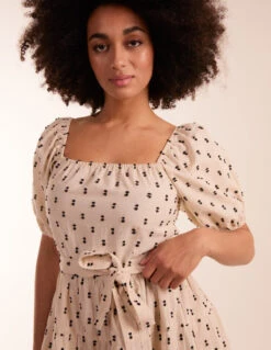 Dobby Spot Milkmaid Mini Dress -Moda Ulla Shop BV245924001 128769