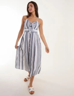 Tie Front Button Through Midi Dress