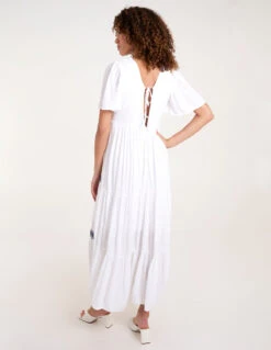 Embroidered Tiered Maxi Dress -Moda Ulla Shop BV245952 WHITE 5038