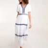 Embroidered Tiered Maxi Dress -Moda Ulla Shop BV245952 WHITE 5065