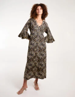 V Neck Shell Midi Dress