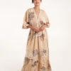 V Neck Tassel Front Midi Dress 2 V Neck Tassel Front Midi Dress -Moda Ulla Shop BV245957 BEIGE 1