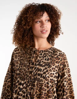 Shirred Front Tie Neck Smock Dress -Moda Ulla Shop BV246800025 132734