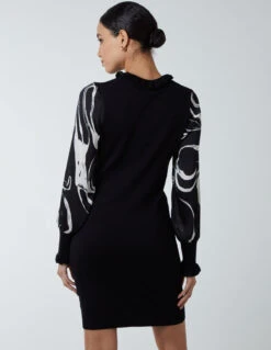 Marble Sleeve Dress -Moda Ulla Shop BV2563 BLACK 22822
