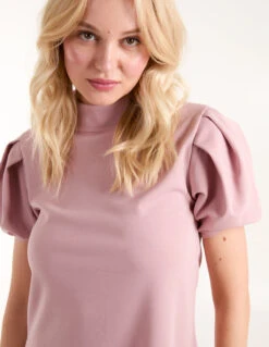 Puff Sleeve Swing Dress 8 Puff Sleeve Swing Dress -Moda Ulla Shop BV2564 PINK222