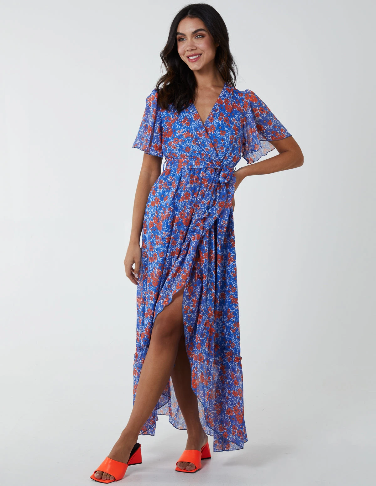 Metallic Detail Frill Split Dress 7 Metallic Detail Frill Split Dress - Image 5