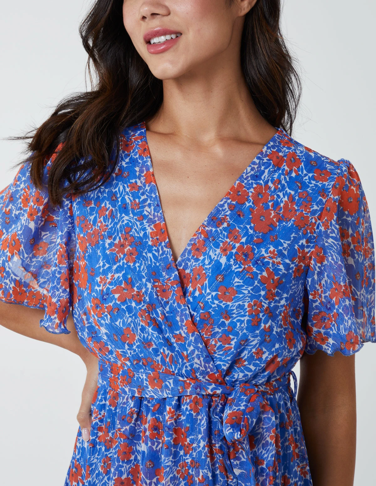 Metallic Detail Frill Split Dress 6 Metallic Detail Frill Split Dress - Image 4