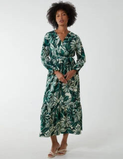 Abstract Floral Belted Maxi Dress -Moda Ulla Shop BV2617023 95020