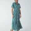 Diamond Print Angel Sleeve Maxi Dress -Moda Ulla Shop BV2647 GREEN 9232