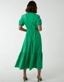 Belted Tiered Midi Dress 9 Belted Tiered Midi Dress -Moda Ulla Shop BV2654 GREEN 2543