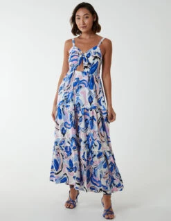 Abstract Tie Detail Dress 8 Abstract Tie Detail Dress -Moda Ulla Shop BV2659 BLUE 2396