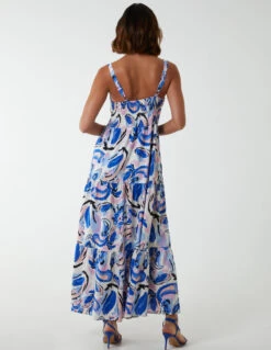 Abstract Tie Detail Dress 9 Abstract Tie Detail Dress -Moda Ulla Shop BV2659 BLUE 2418