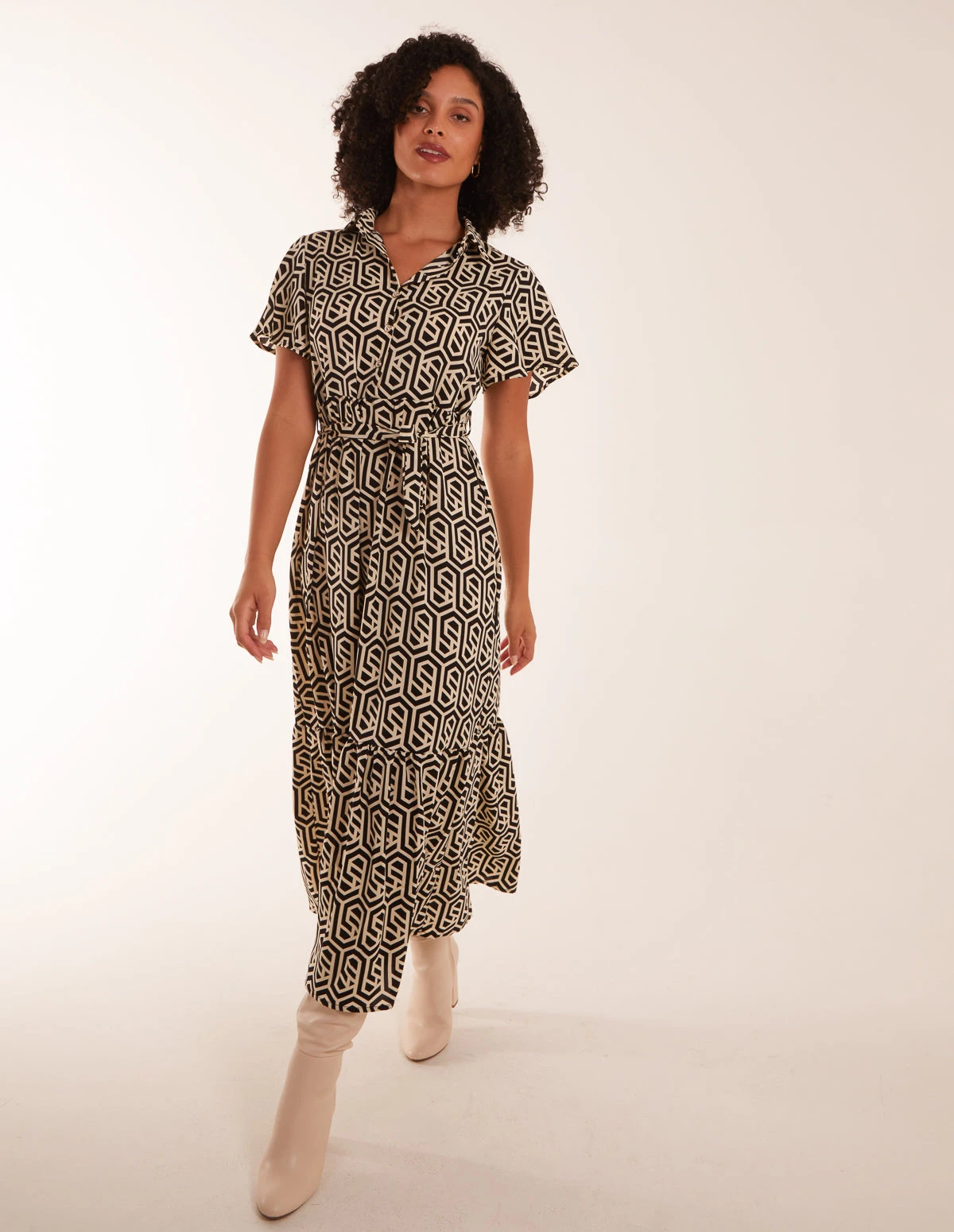 Geometric Tiered Midi Dress 3 Geometric Tiered Midi Dress