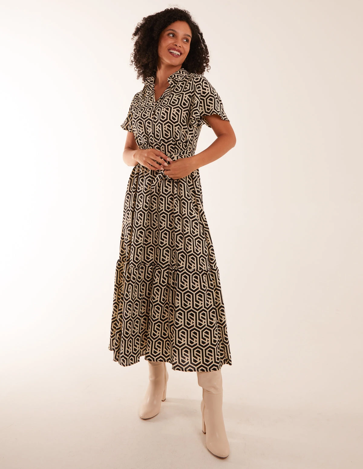 Geometric Tiered Midi Dress 5 Geometric Tiered Midi Dress - Image 3