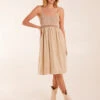 Strap Midi Cami Dress Crochet -Moda Ulla Shop BV3141 STONE 13193