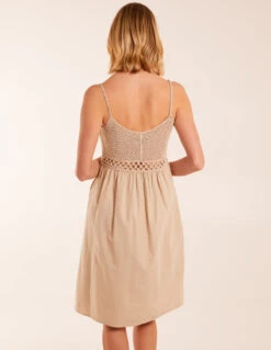 Strap Midi Cami Dress Crochet -Moda Ulla Shop BV3141 STONE 13230