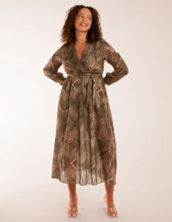 Metallic Chevron Diamond Print Dress