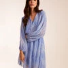 V Neck Chiffon Mini Dress -Moda Ulla Shop BV3483 BLUE 26505