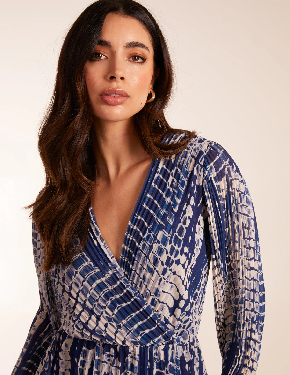 Pleated Abstract Snake Print Wrap Dress 4 Pleated Abstract Snake Print Wrap Dress - Image 2