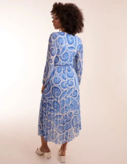 Wrap Pleated Dress -Moda Ulla Shop BV3546 BLUE 10166