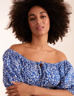 Tie Front Shirred Waist Midi Dress -Moda Ulla Shop BV3576 BLUE 10717 wrong 4