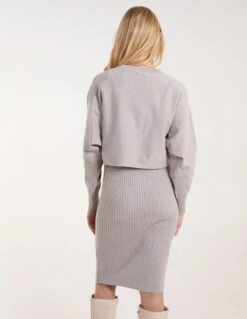 2 In 1 Knitted Dress And Jumper -Moda Ulla Shop BV38125 STONE 0788