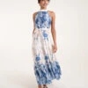 Paisley Floral Occasion Dress -Moda Ulla Shop BV3983 BLUEIVORY